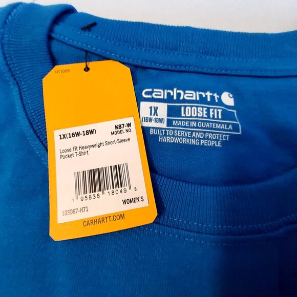 Carhartt Womens Loose Fit Heavyweight Short-Sleeve Pocket T-Shirt Size 1X Blue - Picture 6 of 10